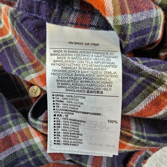 Banana Republic Flannel Shirt Men's Large Multicolor Plaid Soft Wash Long Sleeve - Picture 9 of 10